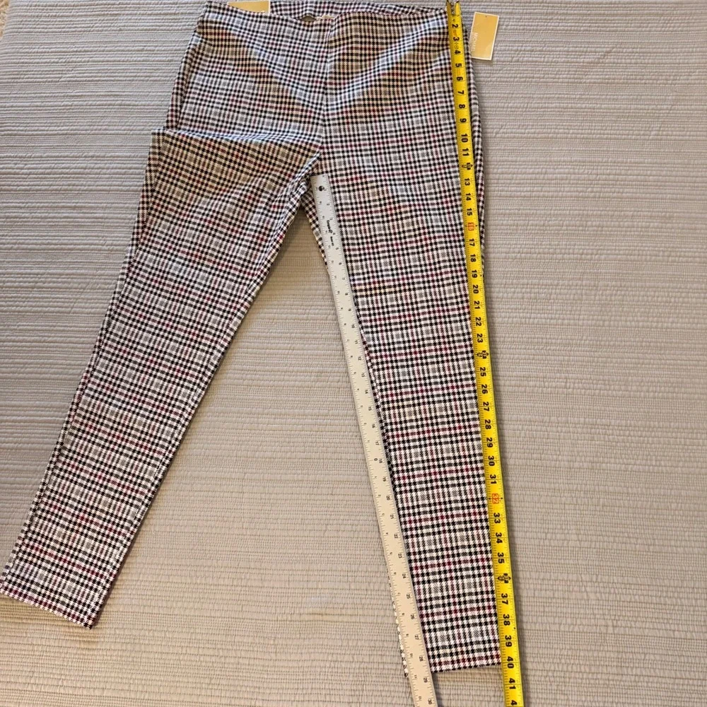 NWT Michael Kors Women's Super Skinny Pull-On Pants Garnet Glen Plaid Size XL